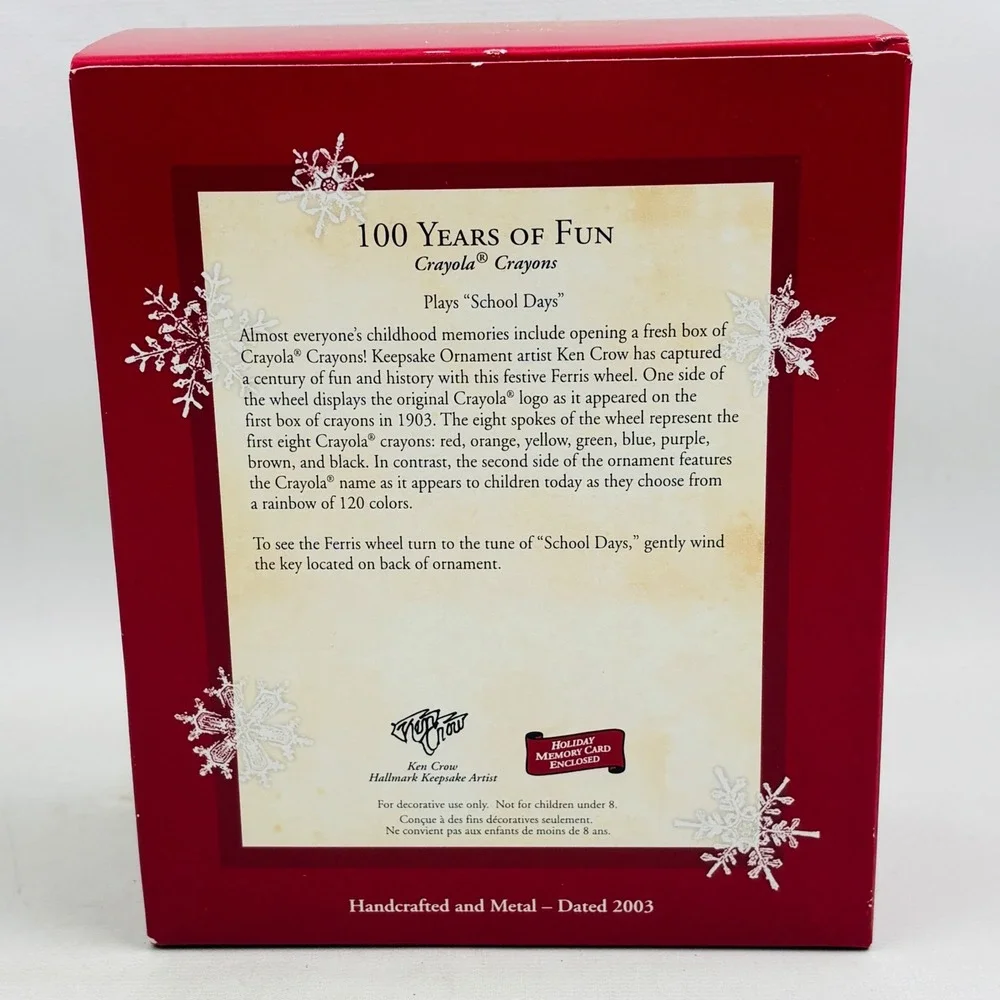 Hallmark Crayola Ferris Wheel Musical Christmas Ornament‎ 100 Years of Fun 2003